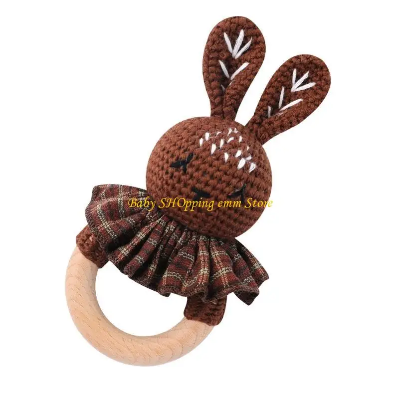 23GD Crochet Rabbit pasgeborenen rammelen Baby Teel Toon Toy Handbell Hand Grijp Muziek Rattle Baby Tearding Toy Infant Chewing