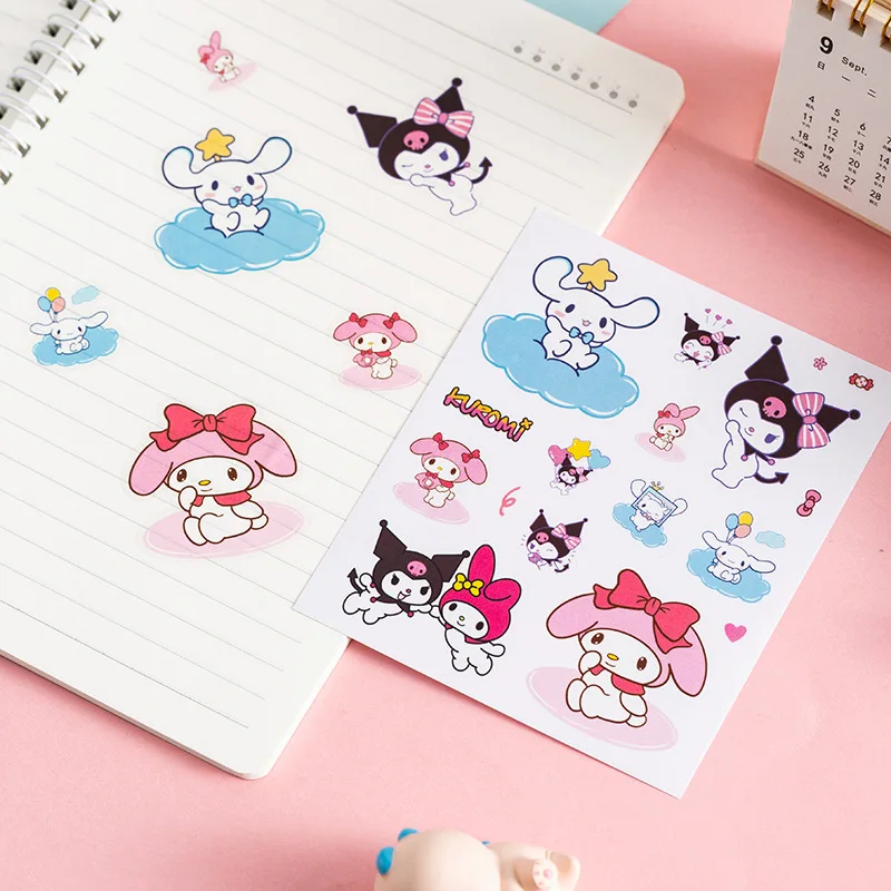 

5pcs Kawaii Hello Kitty Stickers Cute Cartoon Princess Decoration Creative Desktop Decoration Women Supplies Student Wholesale