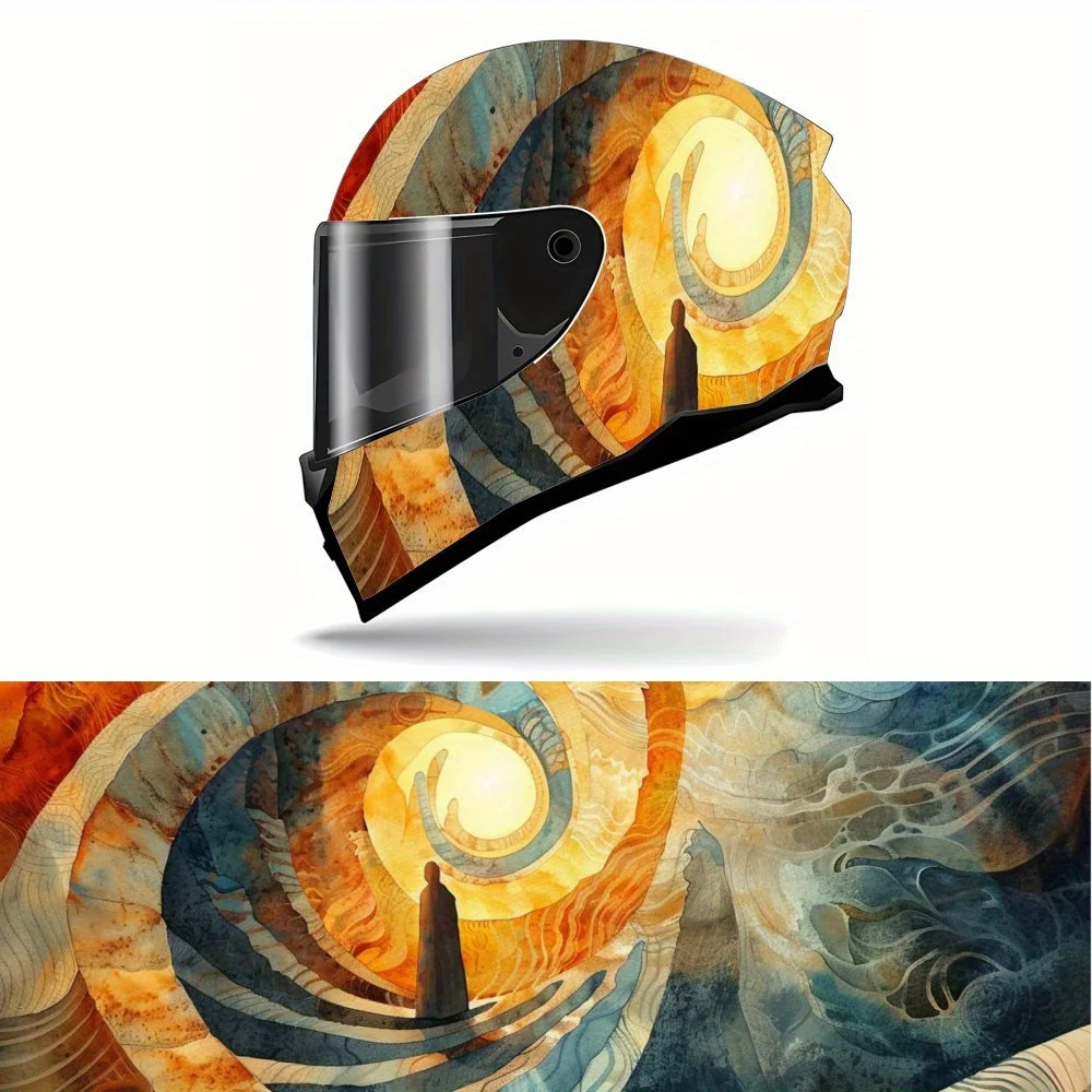 

Full Face Spiral and Sun pattern Helmet Decals - Durable and Waterproof PVC, self-adhesive Motorcycle Racing Helmet Aesthetic St