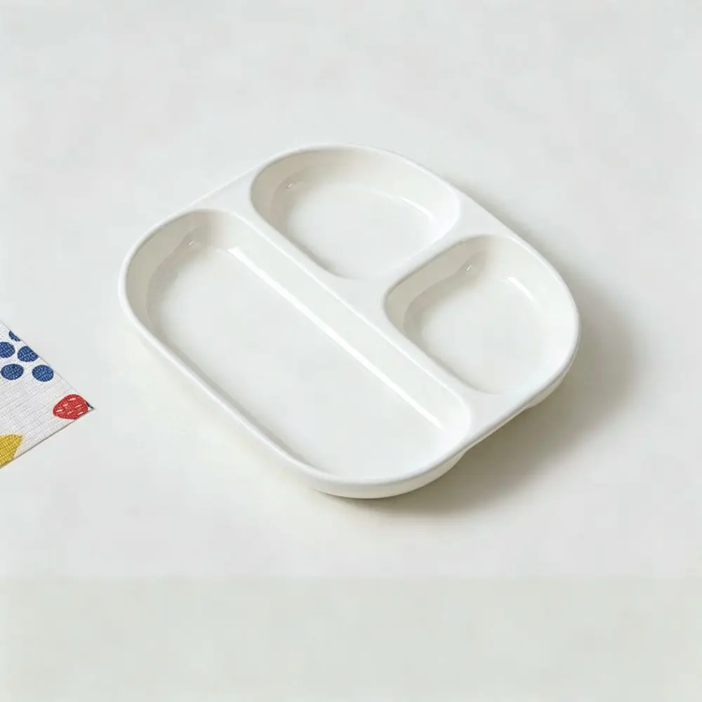 Porcelain Sectional Serving Tray Round Shape Dinnerware For Portion Control Diet Management Home Breakfast Lunch Healthy Dish