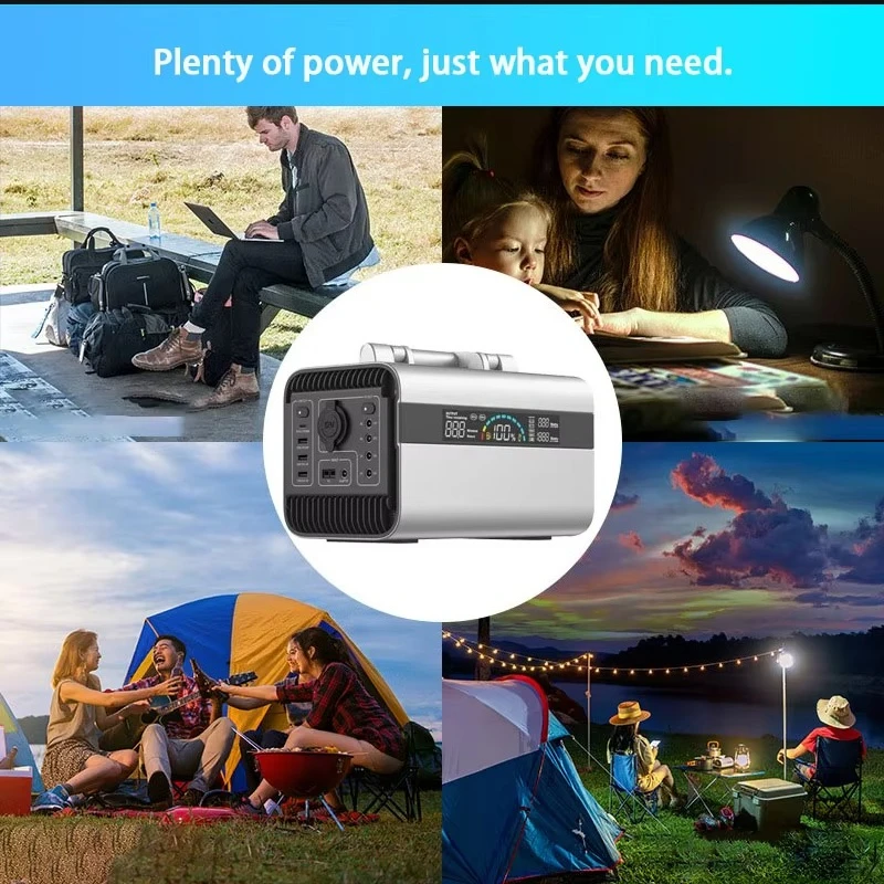 Portable 300W Solar LiFePO4 Portable Power Station Pure Sine Wave Inverter MPPT Controller Plugs Camping