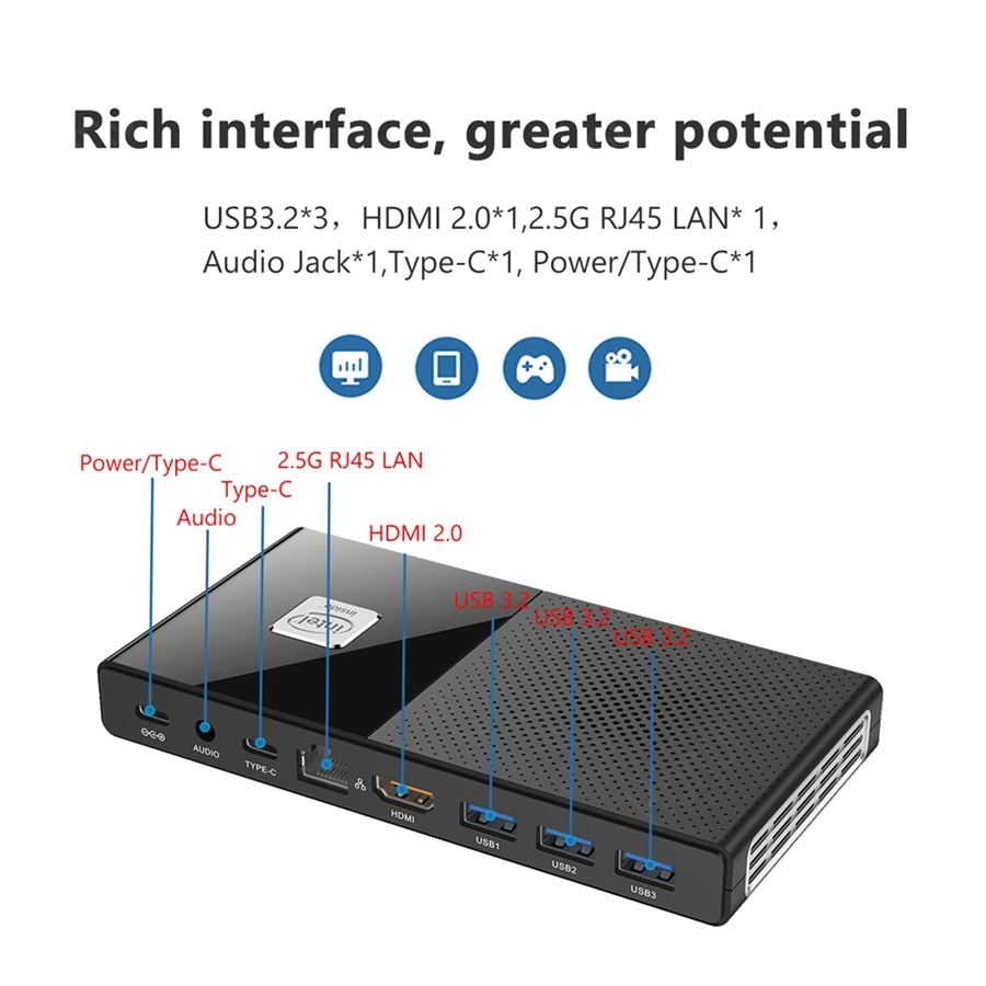 11th Gen Intel Mini PC Stick windows11 Pro 8G/16G LPDDR4 2933MHz NVME Pocket Small Computer N6000 N5105 2.5G Lan Wifi6 BT5.2