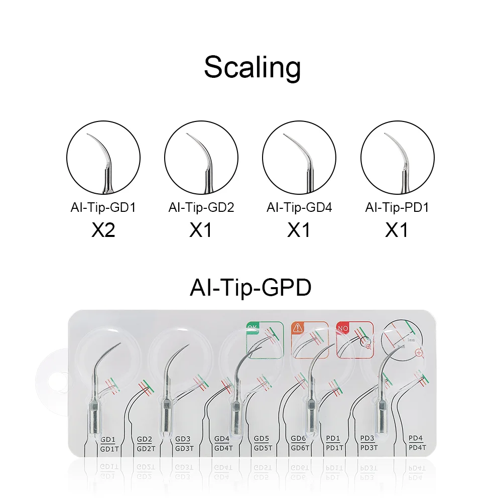 AI Dental Ultrasonic Tips BG-series For Supragingival Scaling/ P-subgingival /E-ED endodontics/ DG-supragingival/PD-subgingival