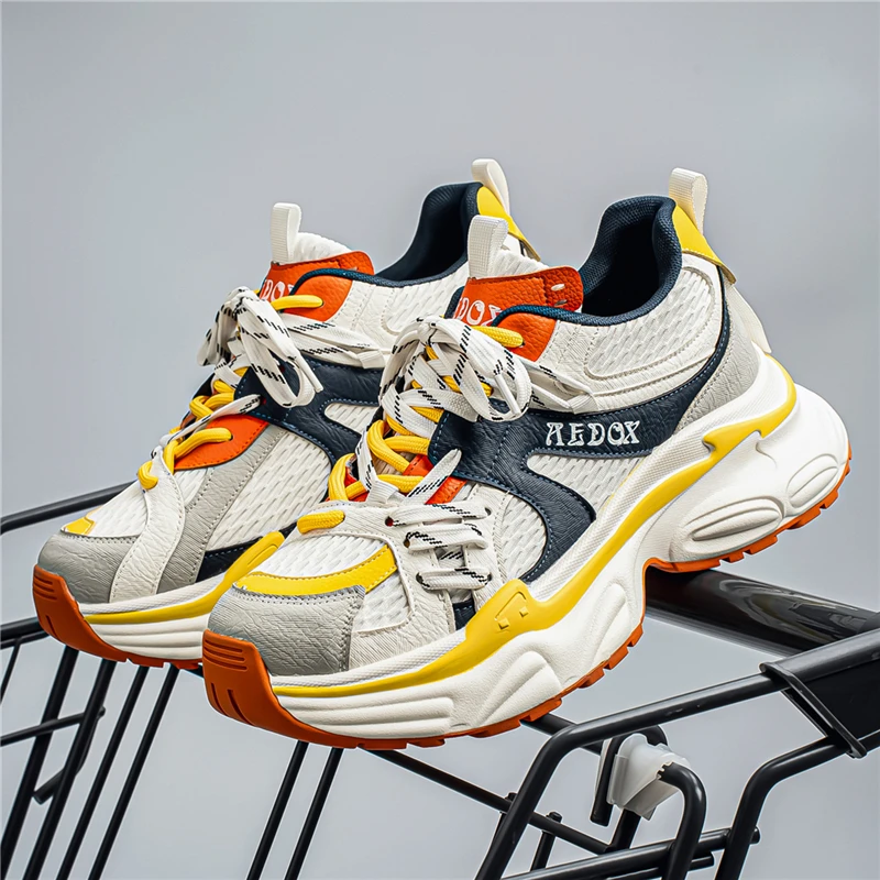 Breathable Lightweight PU Men Running Shoes Non-Slip Cushioning Athletic Sneakers for Marathon Jogging Outdoor Sports