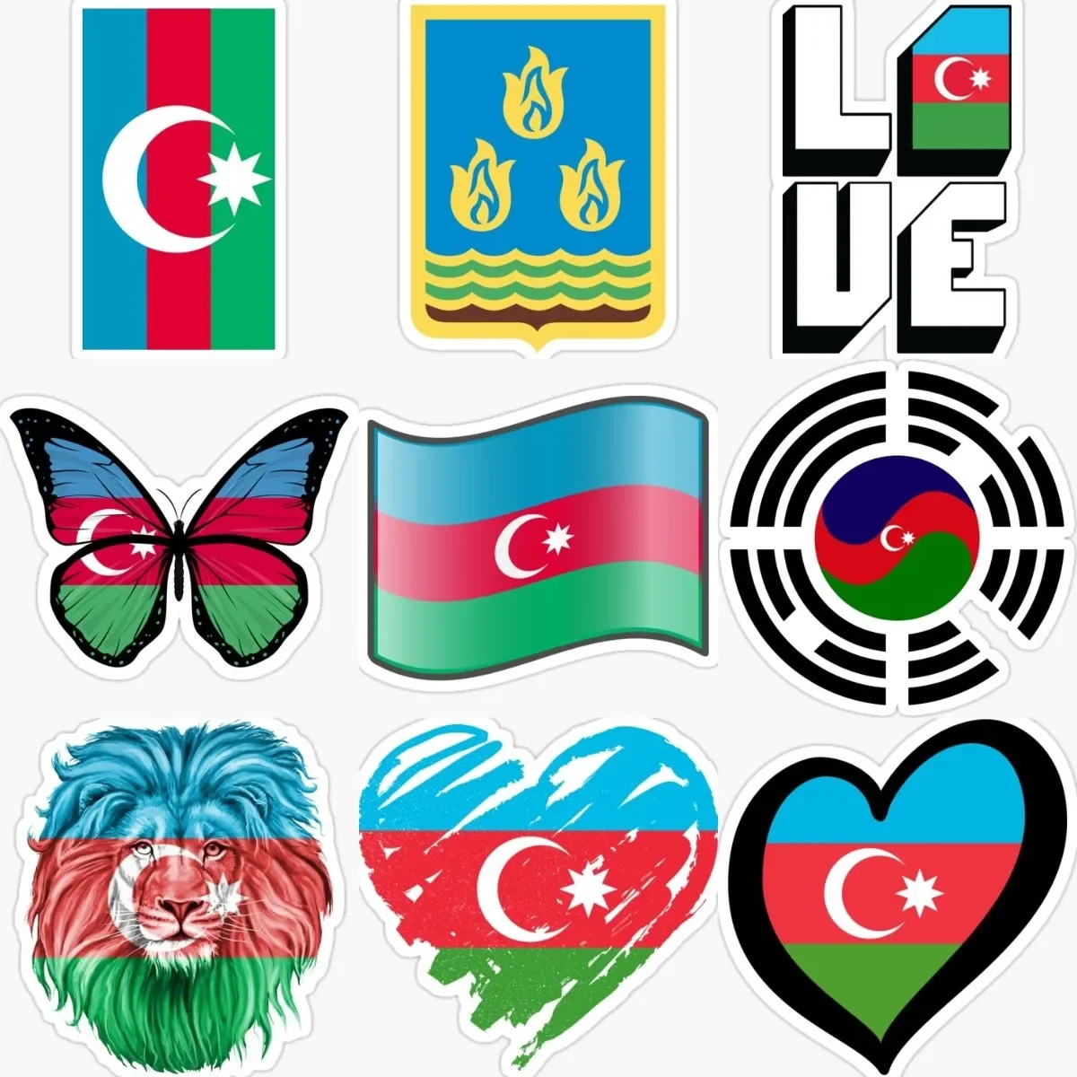 

Azerbaijan AZ Flag Map Emblem Creative Stickers Motorcycle Laptop WaterProof Car Window Truck Bicycle Helmet Decal Assecories