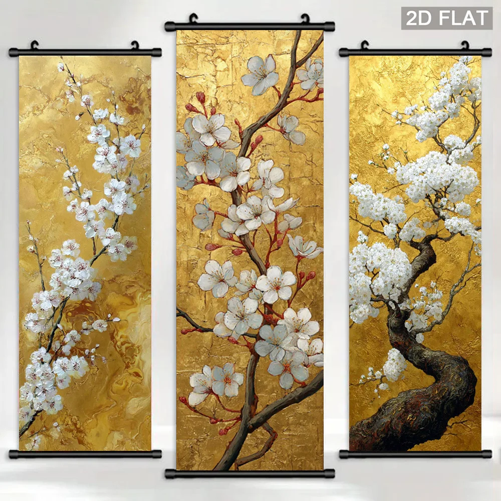 VIKAMA Buddha Meditation Framed Wall Art Zen Calligraphy Floral Vertical Scroll Decor for Yoga Bedroom Spiritual Home Decoration