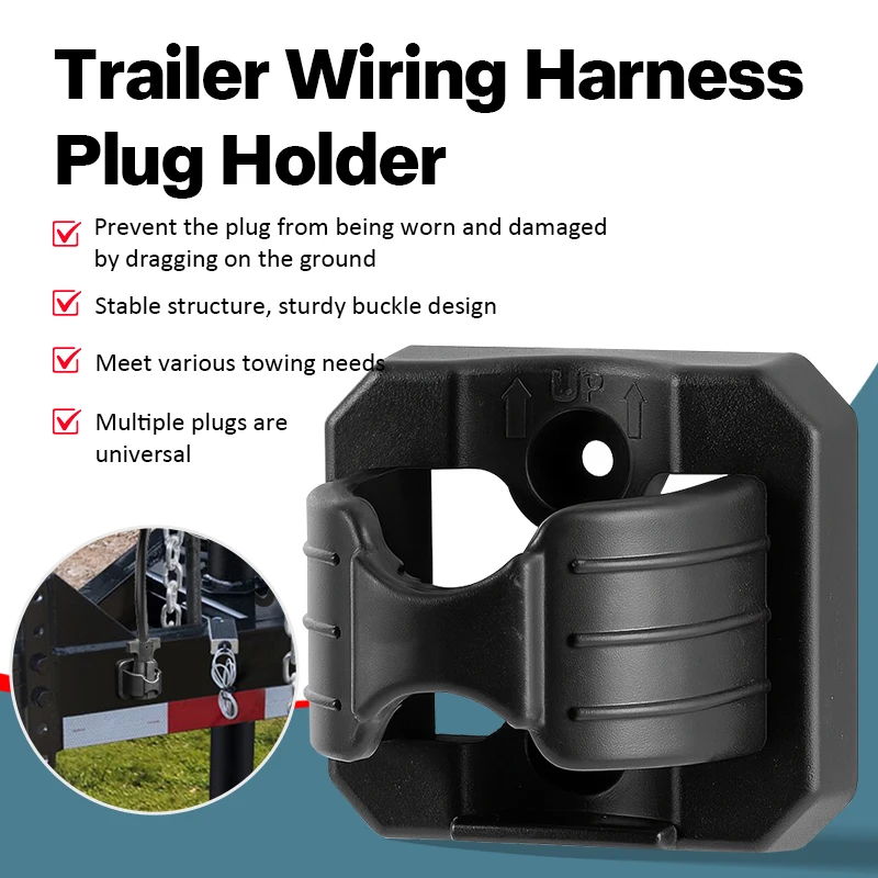

Universal Trailer Wiring Plug Holder Heavy-Duty 7-Pin/7-Way RV Connector Mount Clip, Trailer Hitch Plug Keeper for Camper,