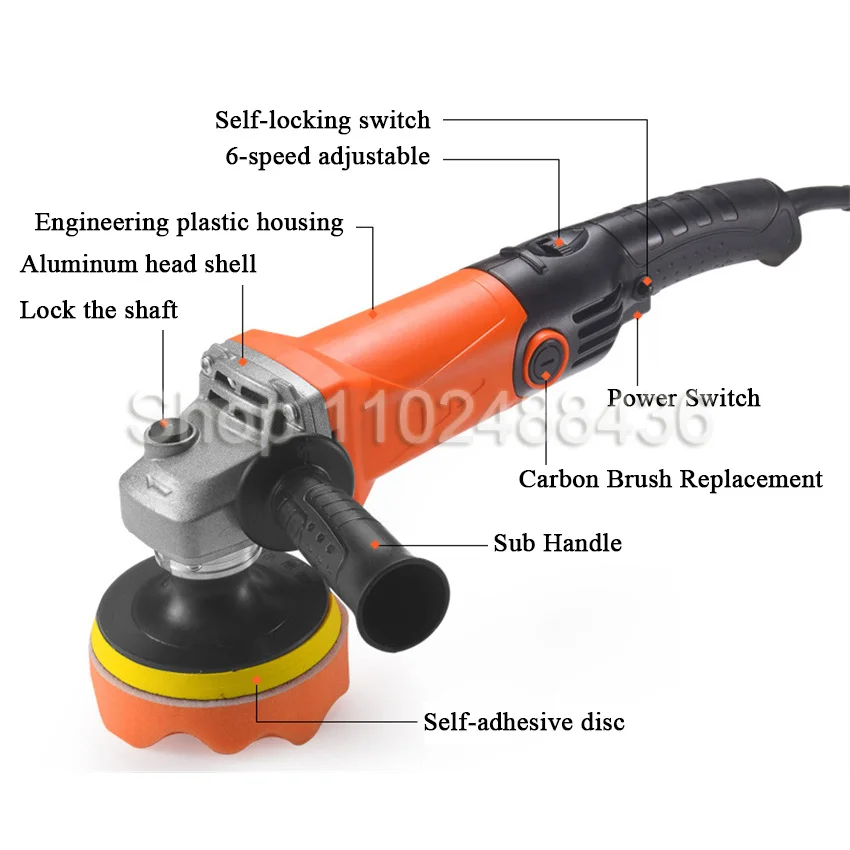 220V 1200W Adjustable Speed Car Electric Polisher Waxing Machine Automobile Furniture Polishing Tool With EU plug