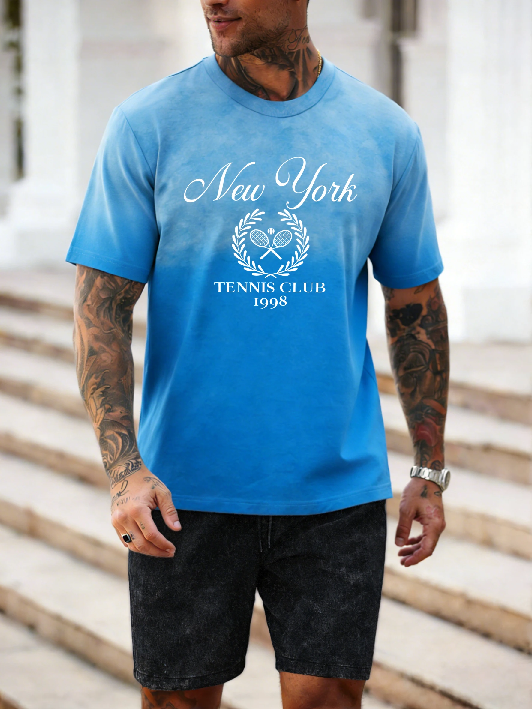 

Удобная футболка с рисунком New York Tennis Club 1998, мужские спортивные летние шорты, модный хлопковый топ в стиле ретро, ​​спортивная одежда унисекс с круглым вырезом