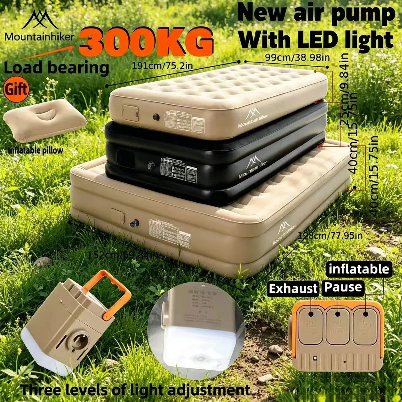 Mountainhiker Air Cushion Outdoor Portable Automatic Air Cushion Floor-to-ceiling Home Camping Tent New Sleeping Pad 2-3 People