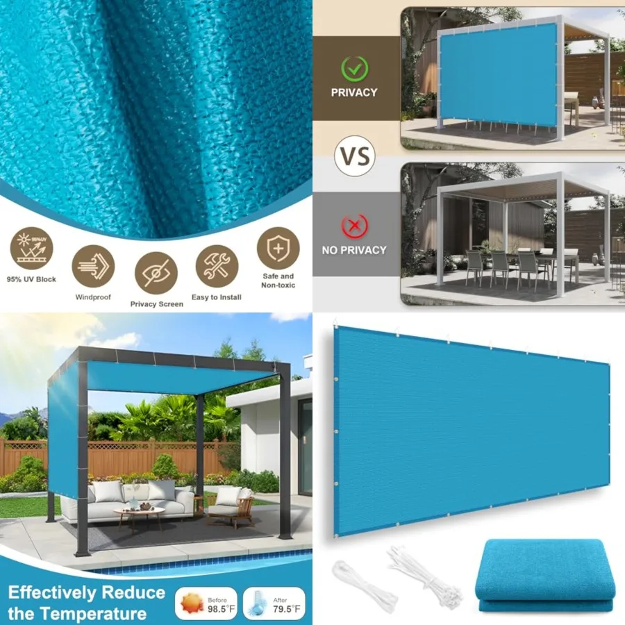 

6x10FT Shade Cloth with Grommets Pergola Shade Cover 95 UV Protection Shade Panel Fabric Shade Tarp for Patio Outdoor Deck