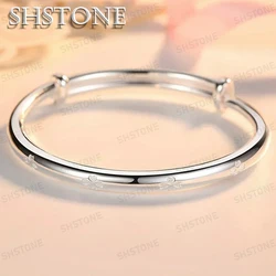 New 925 Sterling Silver Charm Lucky Four-leaf Clover Bracelets Bangles For Women Fashion Party Wedding Jewelry Adjustable Gifts