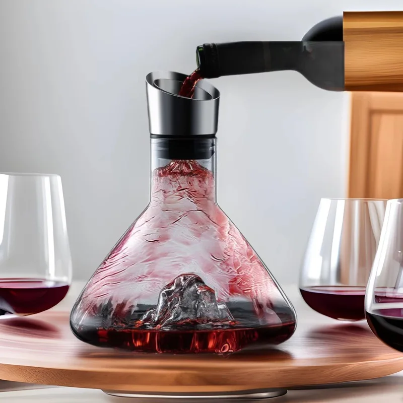 Iceberg 1500ML Handmade Lead-Free Crystal Liquor Decanter Thickened Wine Carafe Dispenser for Bar