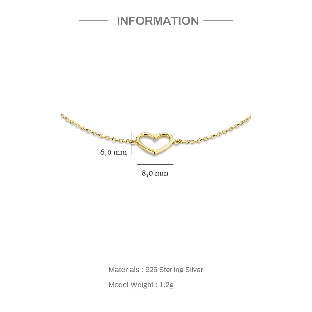 ROXI 925 Sterling Silver Women's Bracelet INS Minimalist Love Heart-shaped Smooth Bracelets For Wedding Engagement Gift Bangle