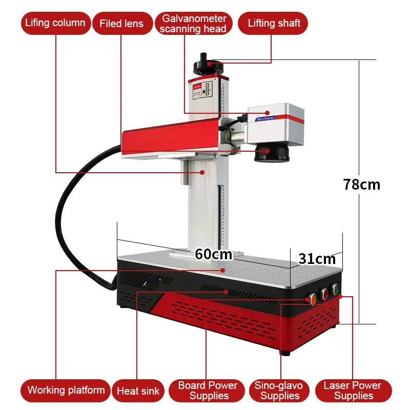 20W-100W Raycus MAx JPT MOPA Portable Fiber Laser Marking Machine DIY Gift Metal Nameplate Jewelry Plastic Lightburn or EZCAD V2