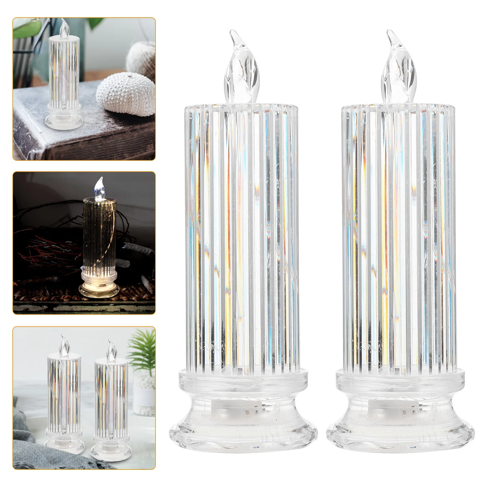 

2Pcs Electronic Light LED Flameless Candles Night Light for Bedroom Wedding Party Decor Romantic Table Lamp