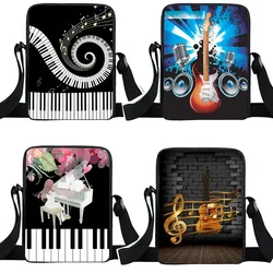 Music Notes / Guitar / Piano Messenger Bag Girls Canvas Shoulder Bags Women Handbags Crossbody Bags Small Satchel Bookbag Gift