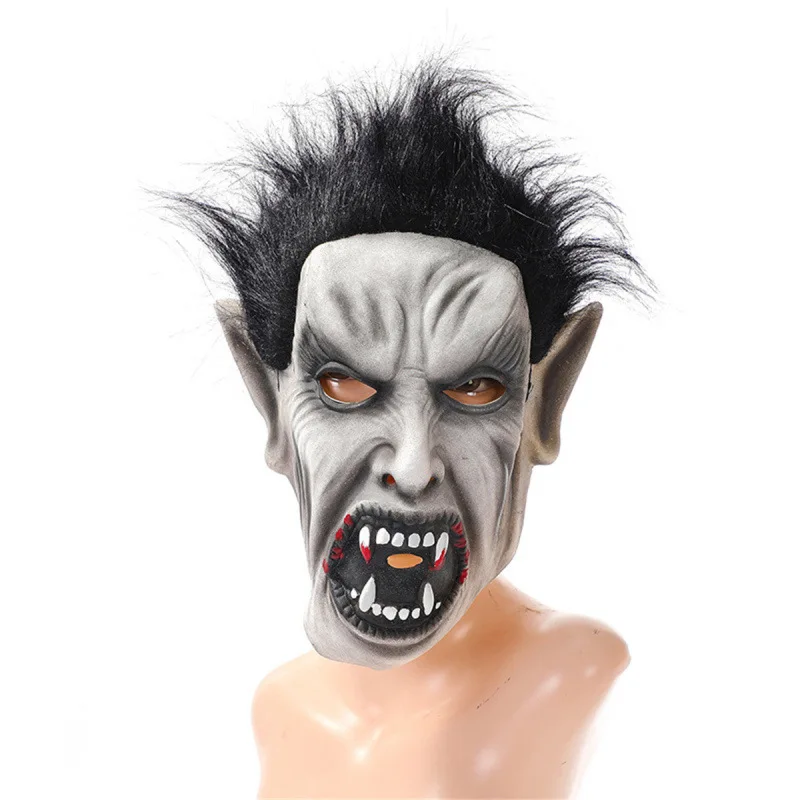 

Halloween horror fangs zombie demon latex NPC headgear mask cosplay haunted house role-playing