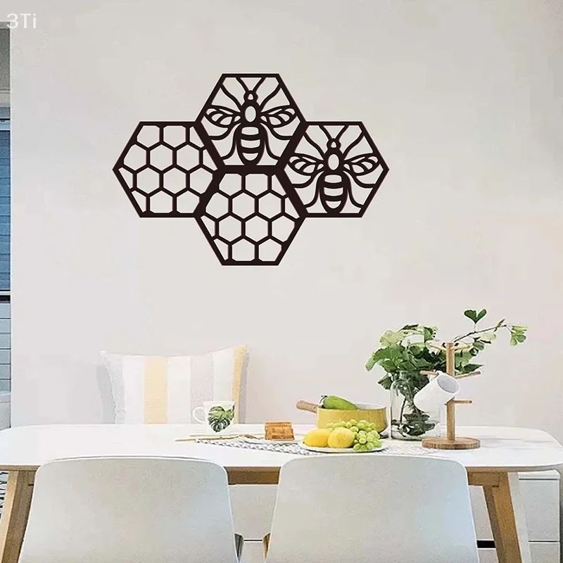 Artigianato in legno decorato a nido d'ape esagonale per pareti domestiche Decorazioni da cortile Pendenti scavati