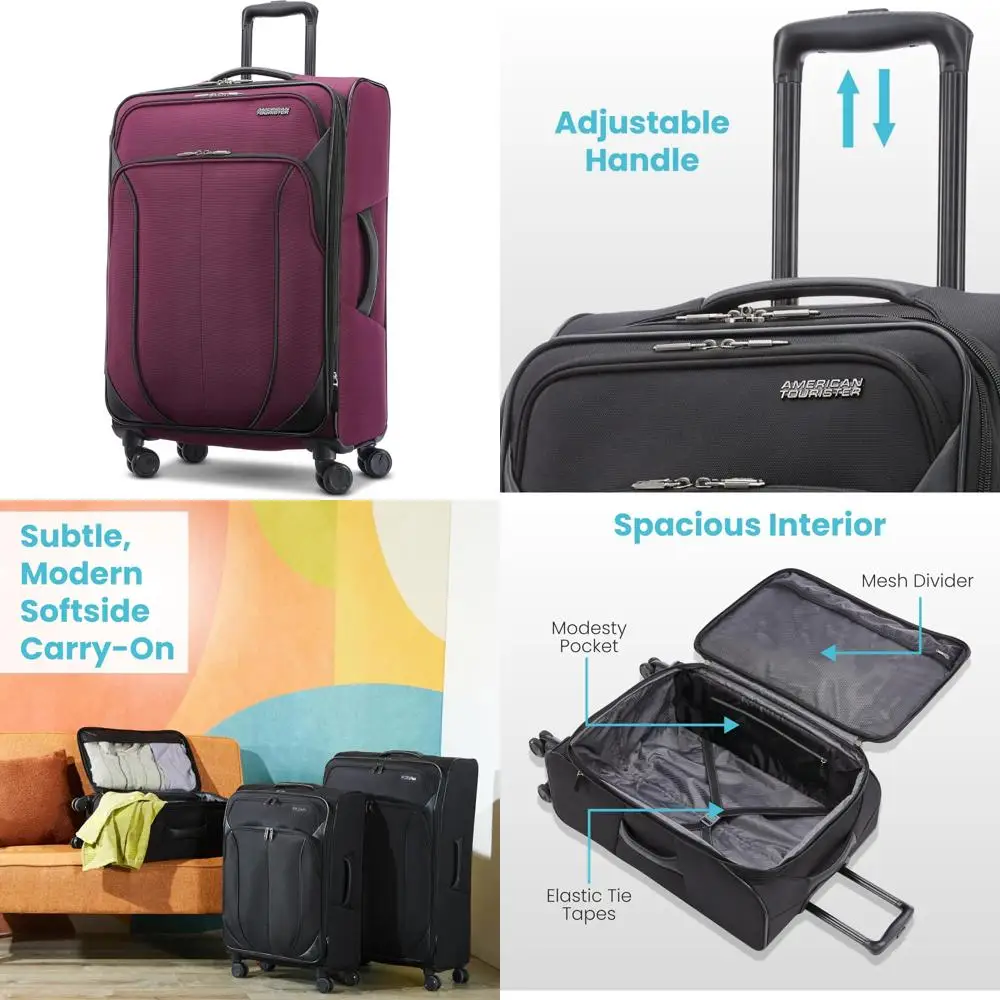 Koper Spinner Softside yang Dapat Diperluas 24 Inci Warna Ungu Anggrek dengan Roda untuk Mobilitas yang Nyaman