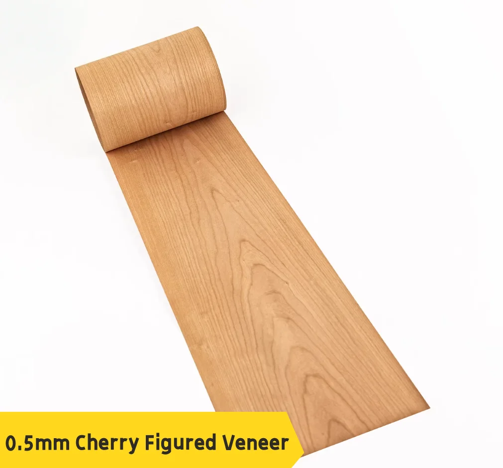 0.5mm  Natural Cherry Figured Wood Veneer Sheets Cabinet Surface Marquetry Art Material