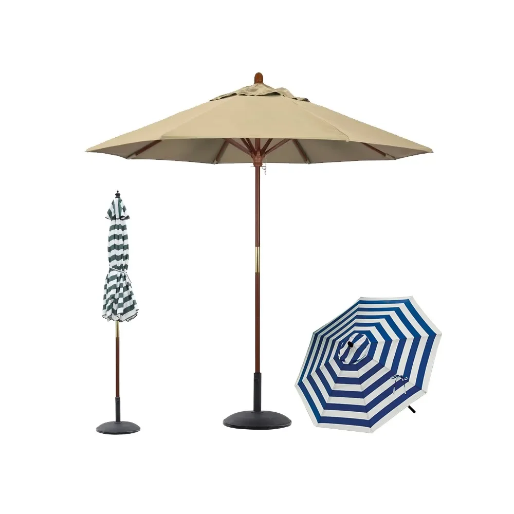 

Parasol Outdoor Garden Umbrella Solid Wood Casual Umbrella Cafe Commercial White Round Restaurant Outdoor Sun Umbrella