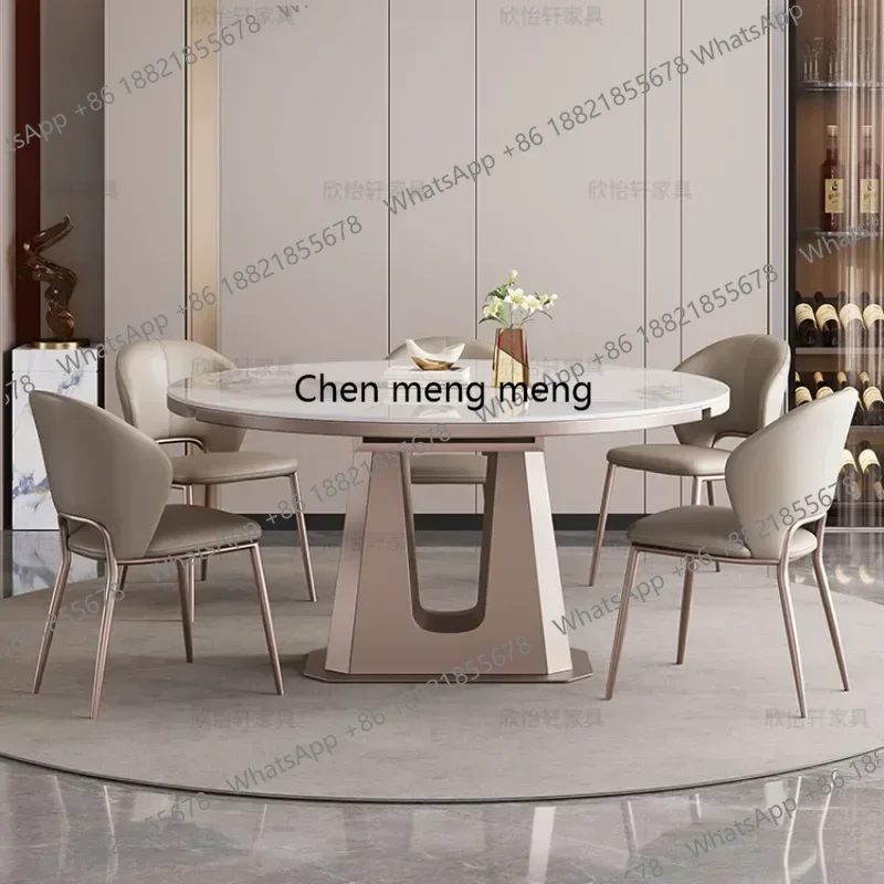 High-quality Design Rock Plate Dining Table Modern Luxury Restaurant Minimalist Small Rotating Circular Dining Table Furniture