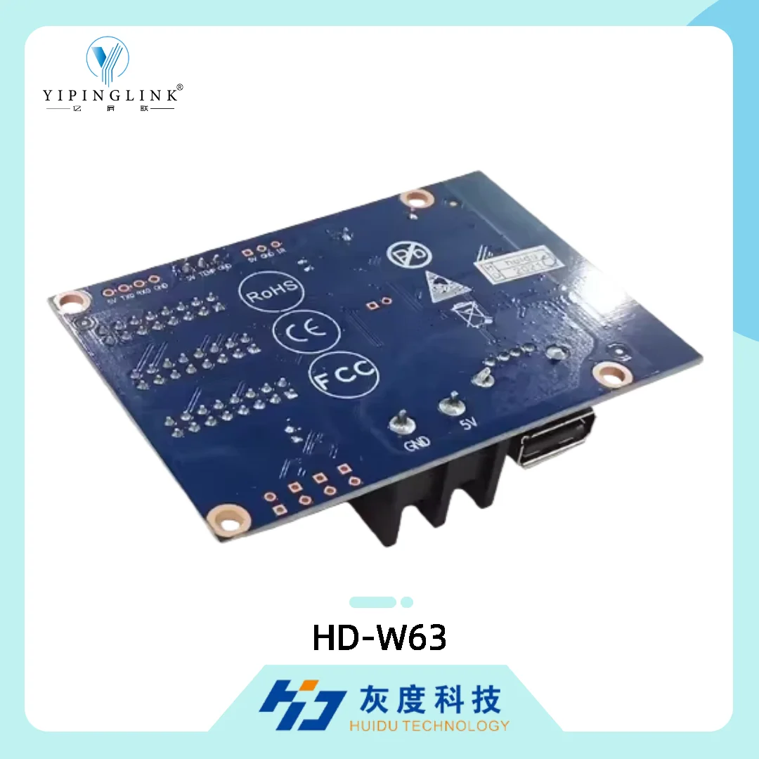 HUIDU HD-W63 Single-dual Color LED Wi-Fi Control Card for Door Header Store Sign P6 P8 P10 LED Display