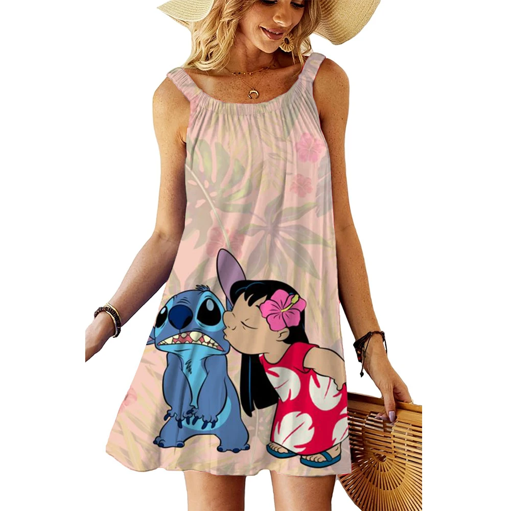 Snoopy kawaii vestidos de praia femininos S-3XL verão anime boho elegante chique vestido estilingue jovem mulher roupas sanrio y2k 2025 sexy