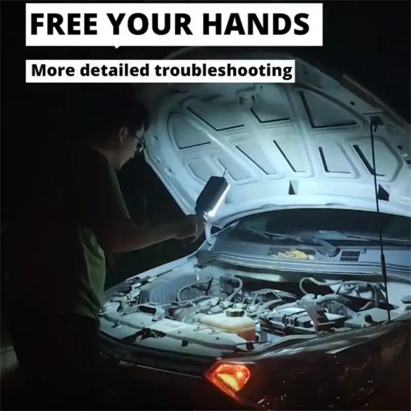 Rechargeable COB Work Light Portable LED Flashlight 18650 Adjustable 2Mode Waterproof Magnet Design Camping Lantern