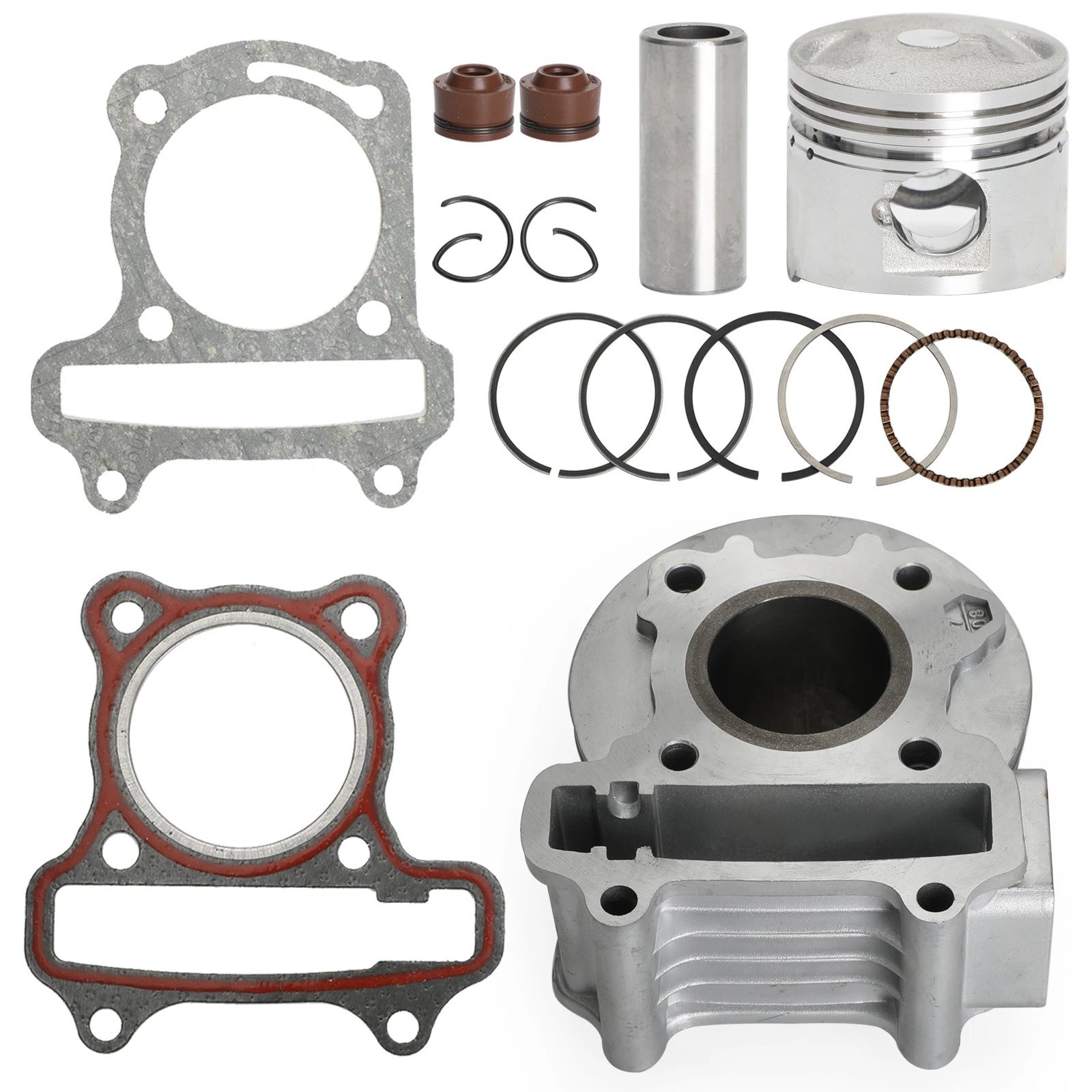 49cc 50cc GY6 39mm Cylinder Jug Piston Top End Kit For 4-stroke Chinese Scooter Moped with 139QMB Engine