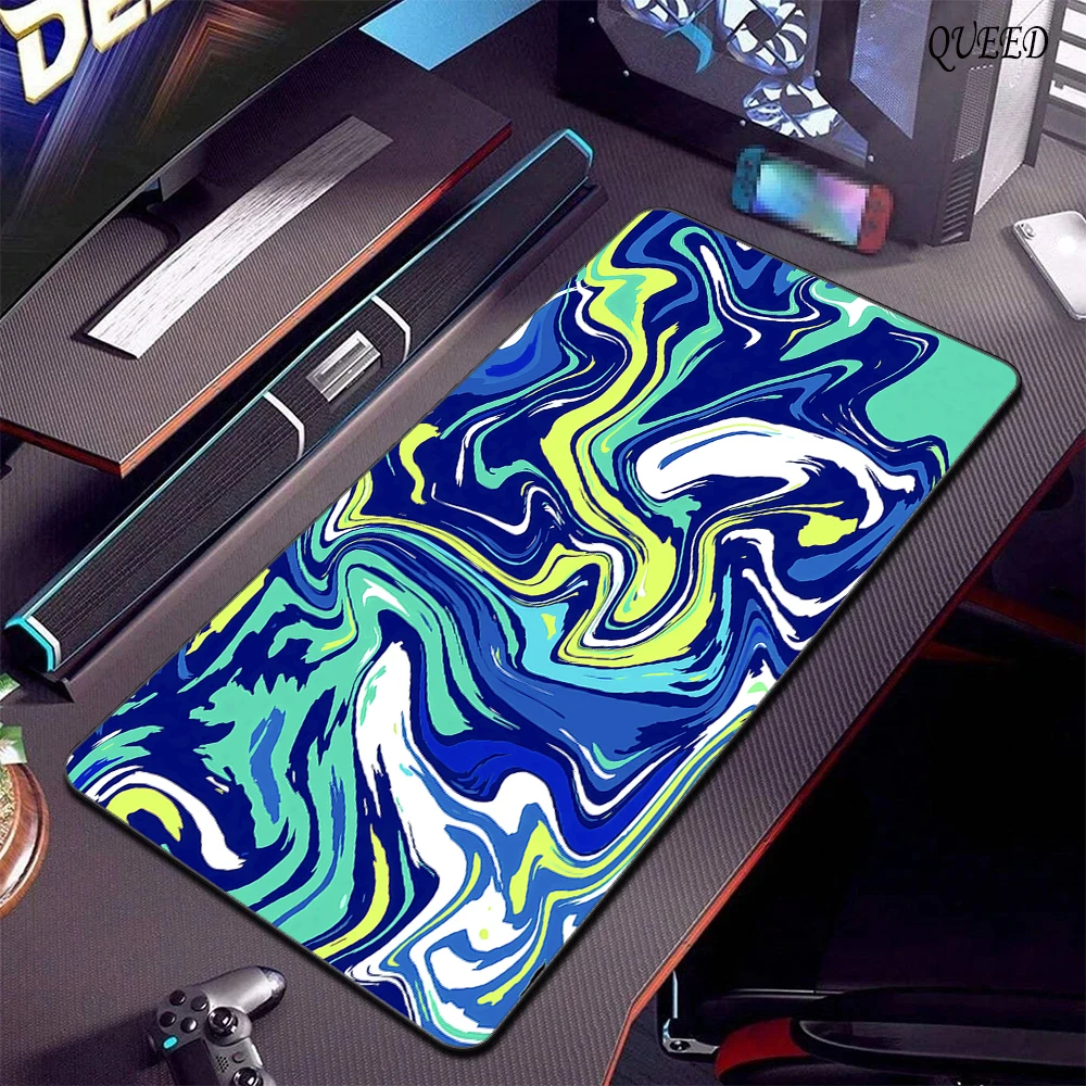 900x400 Cute Large Gaming Mouse Pad XXL Computer Gamer Keyboard Mouse Mat Strata Liquid Extend Mousepad Black and White Desk Mat