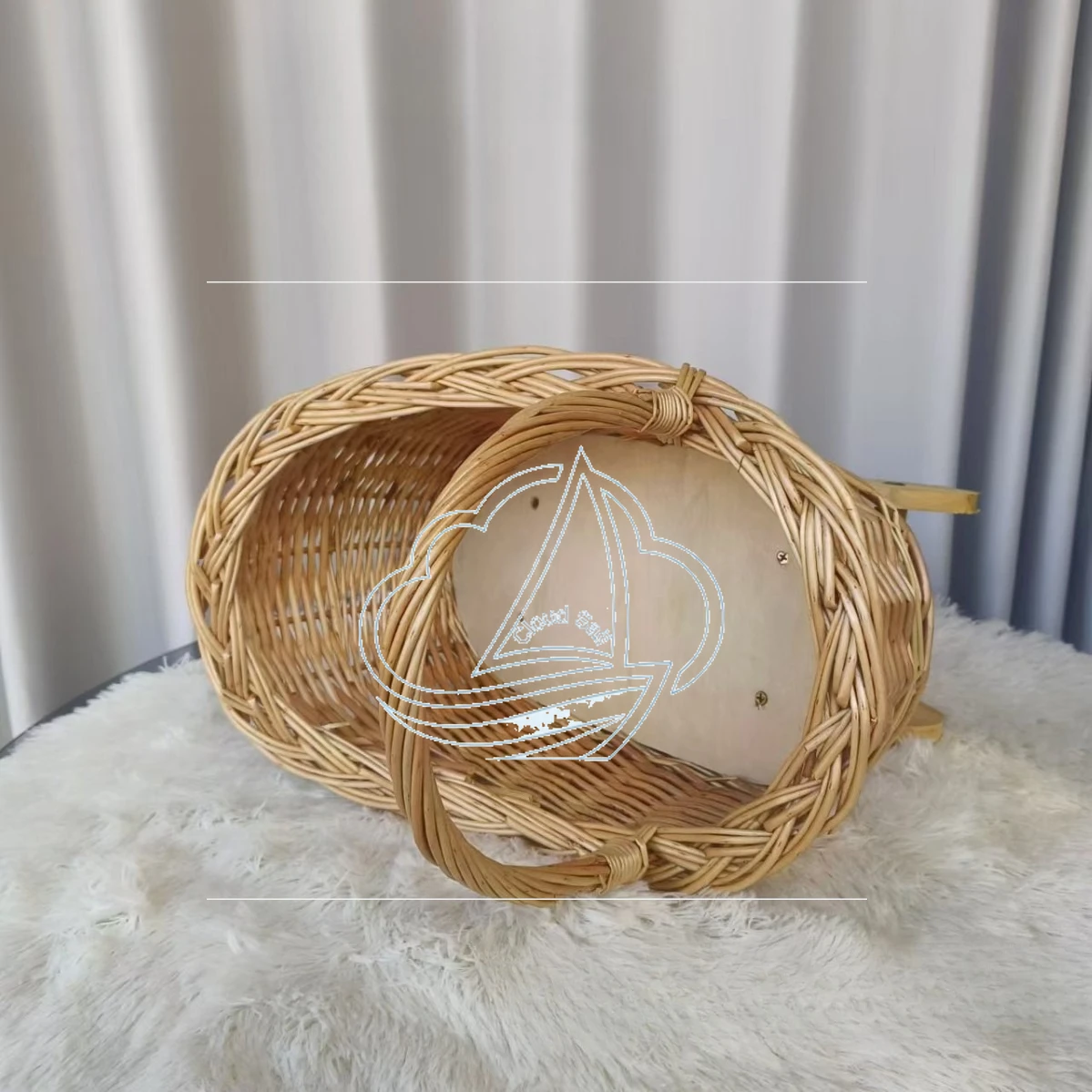 Handmade Willow Woven Basket Multi-Purpose Use as Baby Stroller Pet Bed Postpartum Gift Or Photography Prop