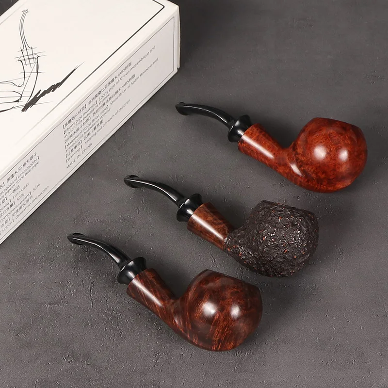 Briar tobacco pipe, 3MM flue filter, solid wood pipe, medium and small size dragon egg, Briar root pipe,