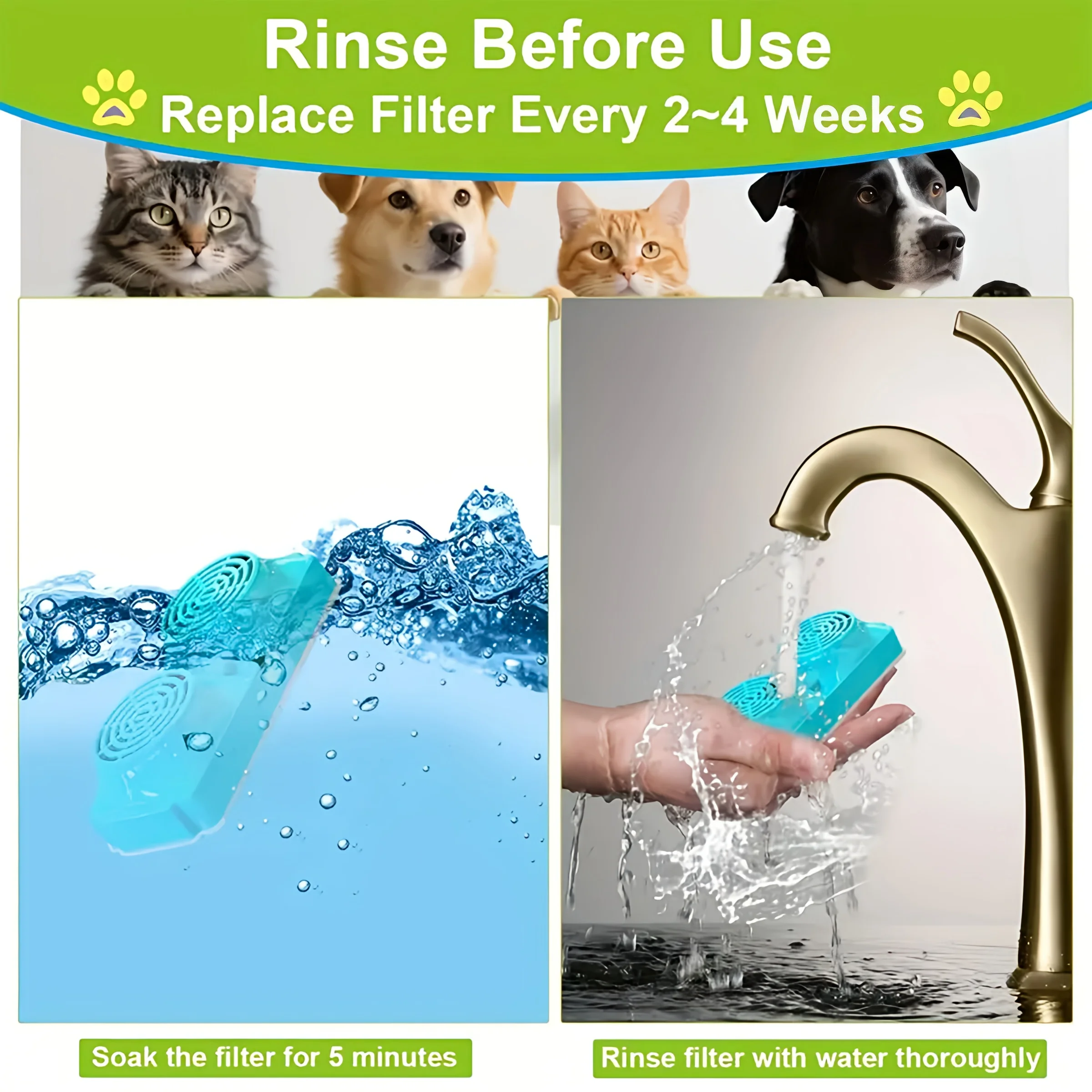 10/20/30er Pack Edelstahl-Ersatzfilter für 3,2L Smart Pet Fountain Zubehör Katze D – Detail 4