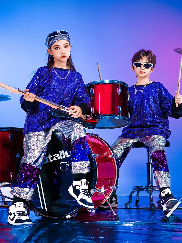 hiphop drum kit performance costume boys cool autumn and winter hip hop trendy clothes women