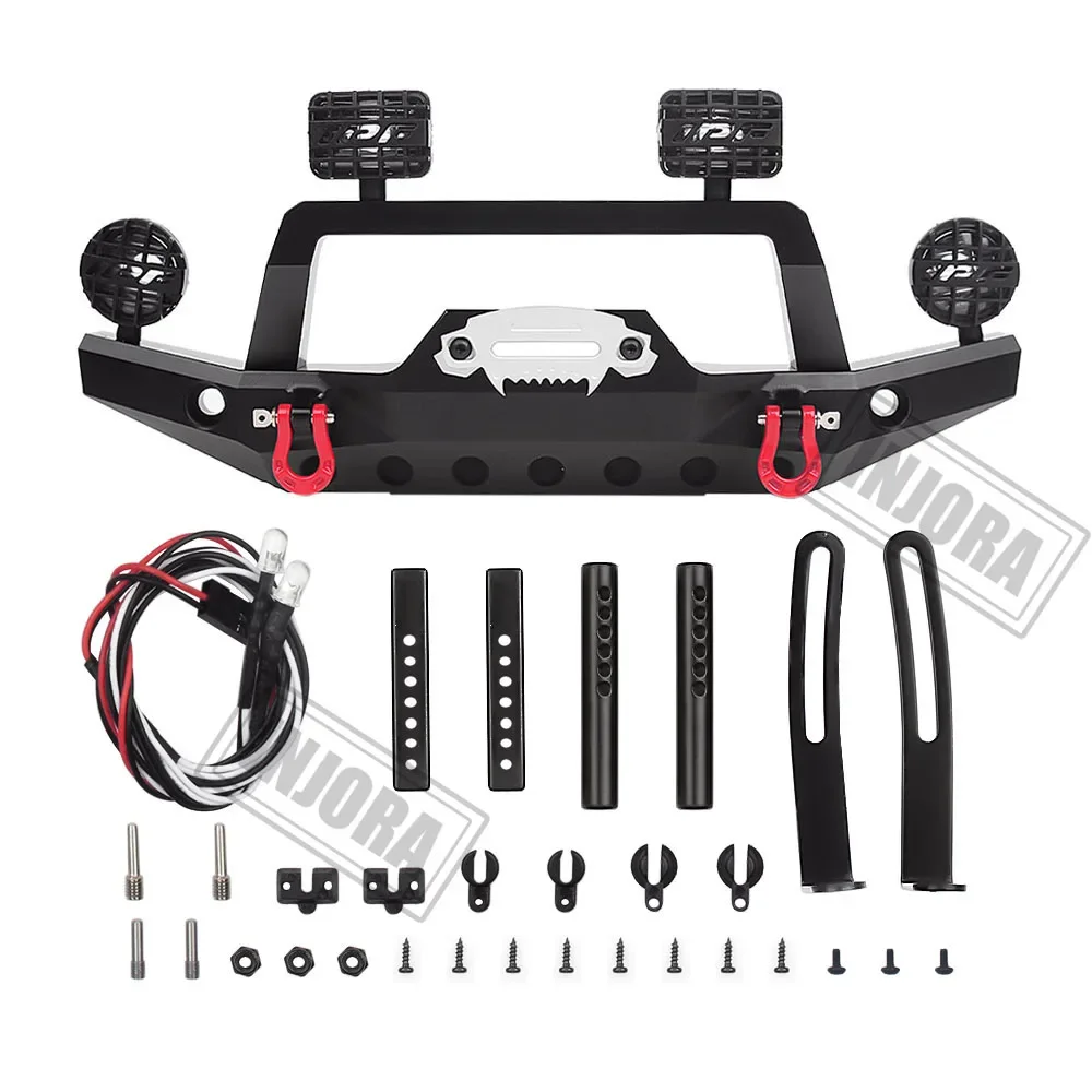 INJORA Metal Front Bumper with Led Light for 1/10 RC Crawler TRX4 Sport 82024-4 Upgrade Parts