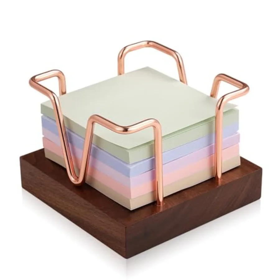 

Wood Sticky Note Holder, 3 x 3 inch Self-Stick Note Memo Pad Holder for Desk, Notepad Dispenser for School Office