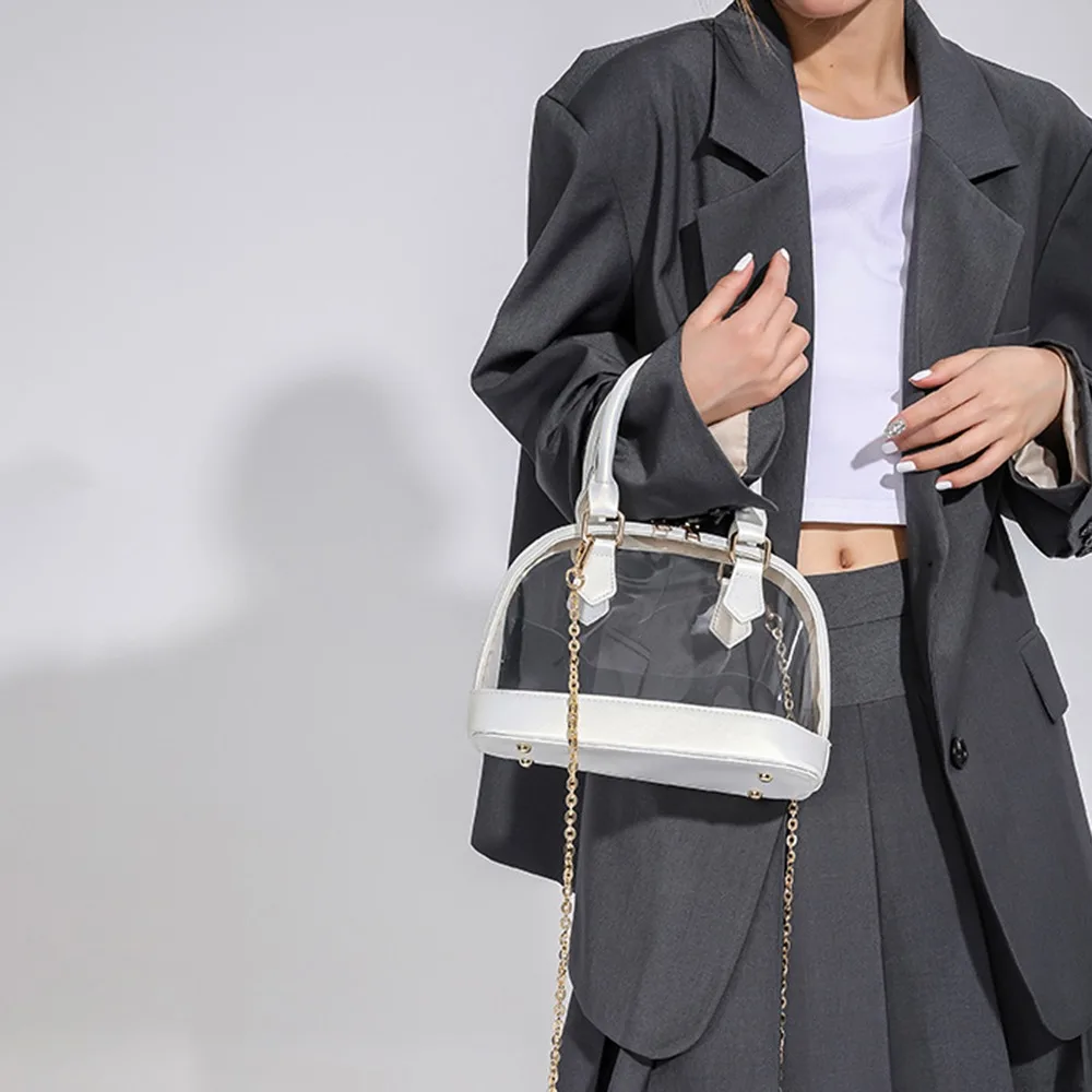 

Elegant Transparent Jelly Handbag Candy Color Shell Shape Crossbody Shoulder Bag Korean Style Large Capacity PU Leather Handbag