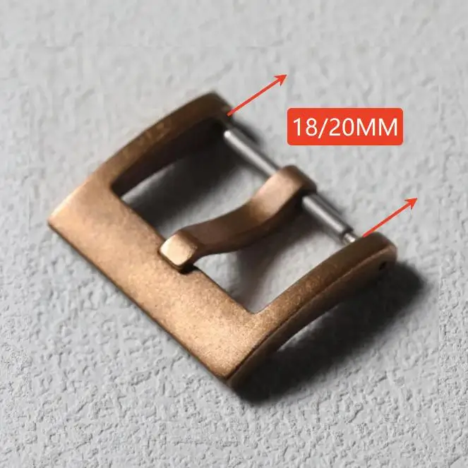 High-end Bronze Buckle 18MM 20MM Vintage Leather Rubber Strap Buckle, Pure Bronze, Vintage Style Strap Buckle Accessories view 2
