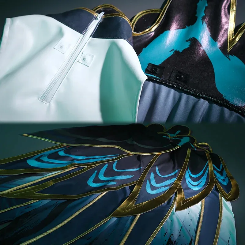 ROLECOS Game LOL الخط Xayah أزياء تنكرية LOL Xayah فستان على الطراز الصيني للهالوين ملابس نسائية مع عباءة جلد جديد