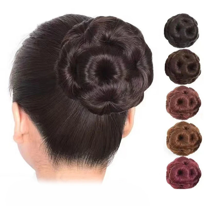 

Synthetic Hair Bun Nine Flowers Bud Wig Bag Hair Clips For Women Ponytail Claw Clip Lifelike Hairpiece Styling Tools