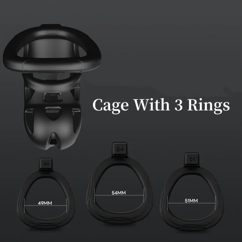 Cobra Chastity Lock Device for Male, Chastity Device, Anti-Cheating, Cock Cage, 3 Anéis Tamanho, Sex Toys, 18 +, Alta Qualidade, Novo
