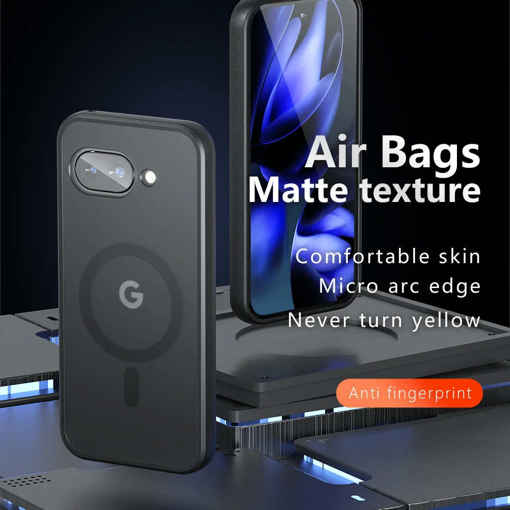 Luxury Thin Translucent For Magsafe Phone Case For Google Pixel 8 9 10 Pro XL 9A 8A 7A Wireless Charge Air Bags Protective Cover