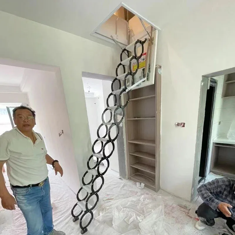 Attic Telescopic Staircase Home Thickened Invisible Stretch Ladders Indoor and Outdoor Wall Hanging Folding Villa Duplex Ladder