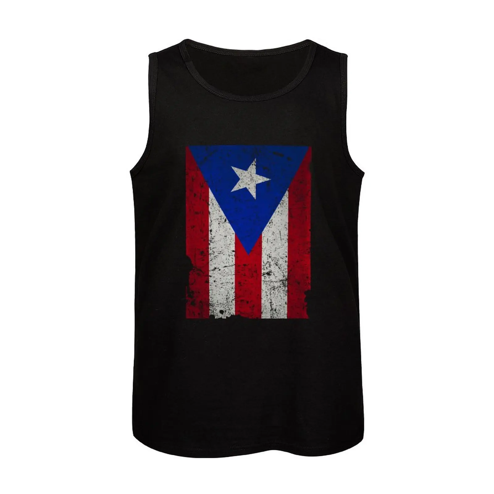 Puerto rico flag Distressed Tank Top Body man Sleeveless top Men\'s sleeveless gym shirts