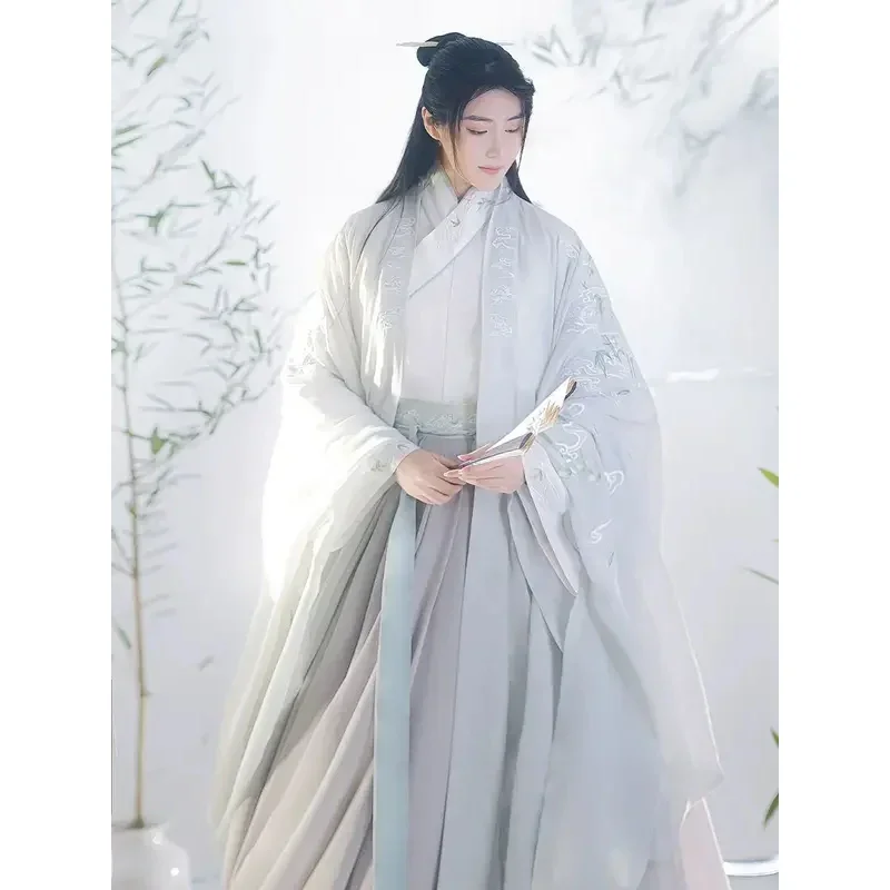 Plus size 4XL Chinese men & women embroidery coupons Cosplay Costume Fancy dress green/gray/white Hanfu jacket MN12