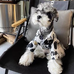 Dog Clothes Shirt Cow Print Pet Clothing Fashion Handsome Small Dogs Trendy Schnauzer Spring Summer Black White Wholesale
