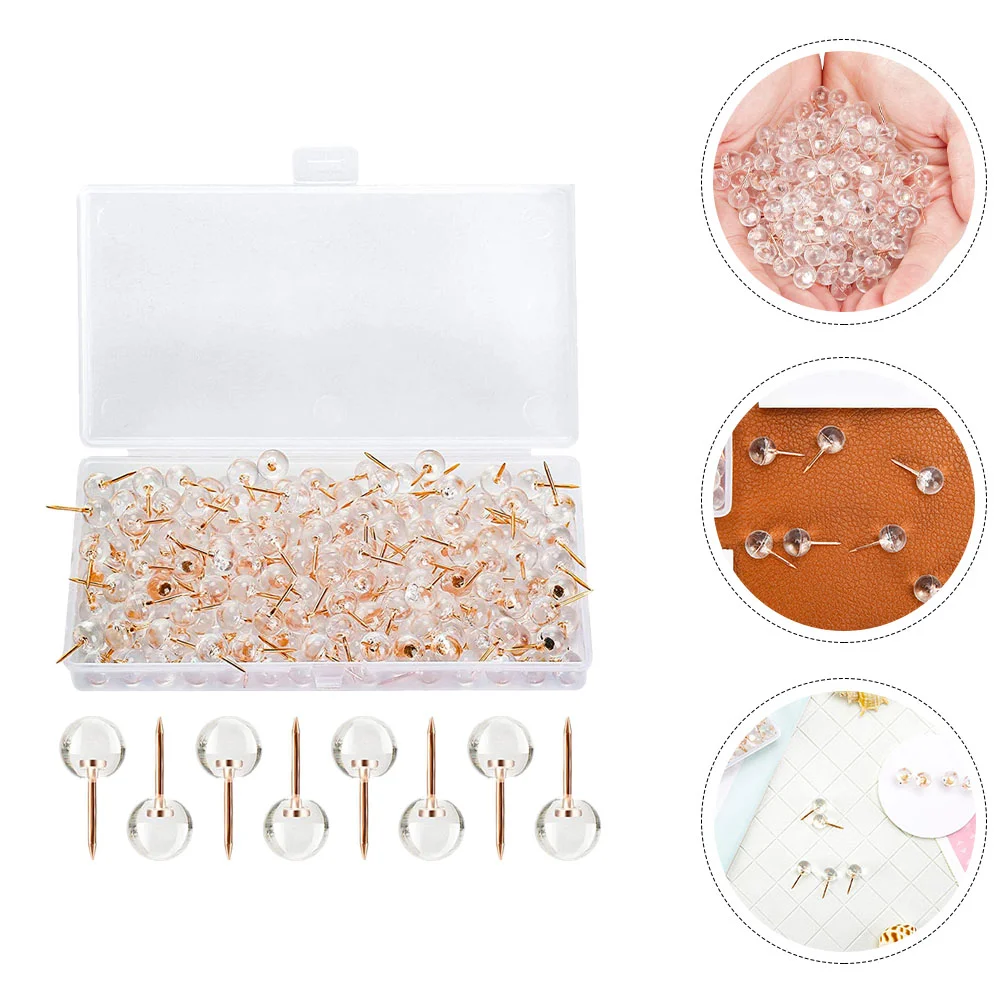 

50 Pcs Convenient Thumbtacks Bulletin Board Clear Ball Push Pin Shaped Cork Desk Accessories Map H-nail