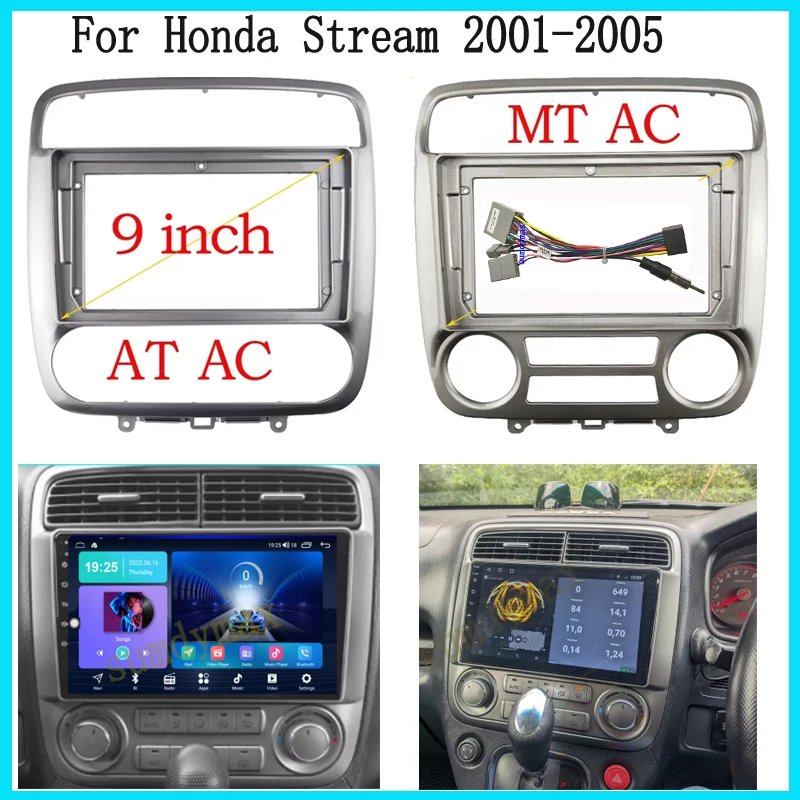 2din 9inch Car Frame Fascia Adapter cable big screen android Car Radio Fascia For Honda Stream 2001-2004 car radio frame